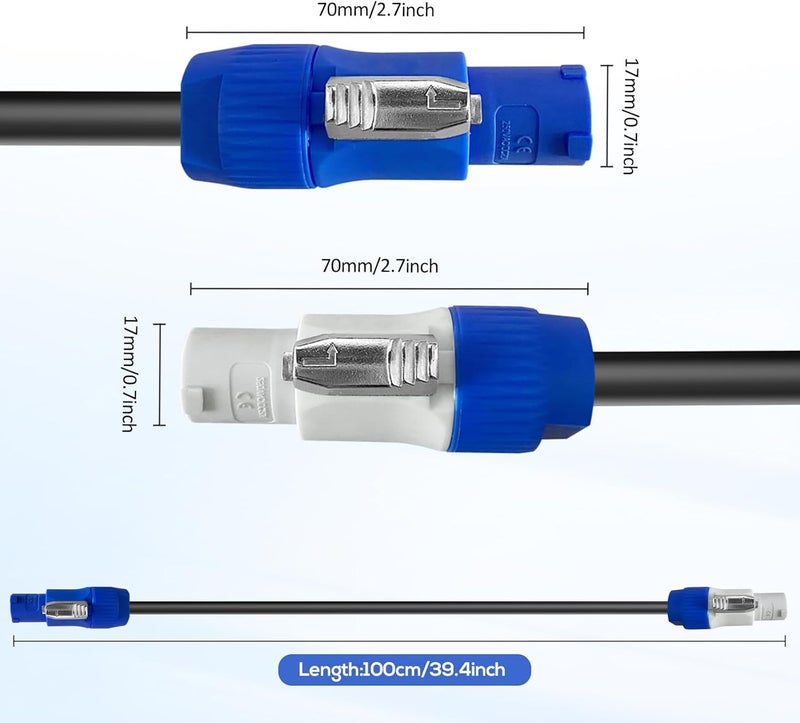 SYBECHATF PowerCon Power Cable AC PowerCon Input to PowerCon Output 12AWG 3 Pin Power Extension Cable for LED Screen Beam Moving Head Light, Stage Light Power,Audio Video Equipment and More-15FT - Image 2